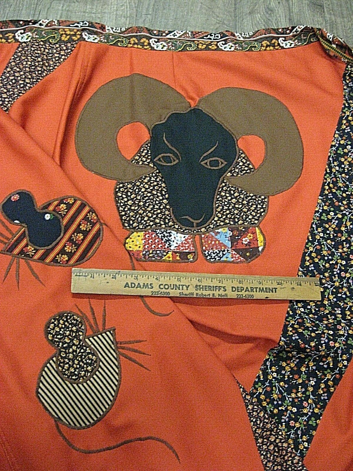 Vintage 60s 70s maxi skirt ORANGE BROWN Applique RAM MOUSE ANIMAL MAXI SKIRT - Fresh Stock Dated February 2026