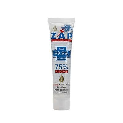 ZAP Hand Sanitizer Gel 75% Ethyl Alcohol (100 Pack - 4 OZ Tube) With Aloe - Fresh Stock Dated February 2026
