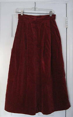 1980s Laura Ashley Wine Red Deep Dark Red Velvet A Line Midi Skirt Sz 4-6-8-10 - Fresh Stock Dated February 2026