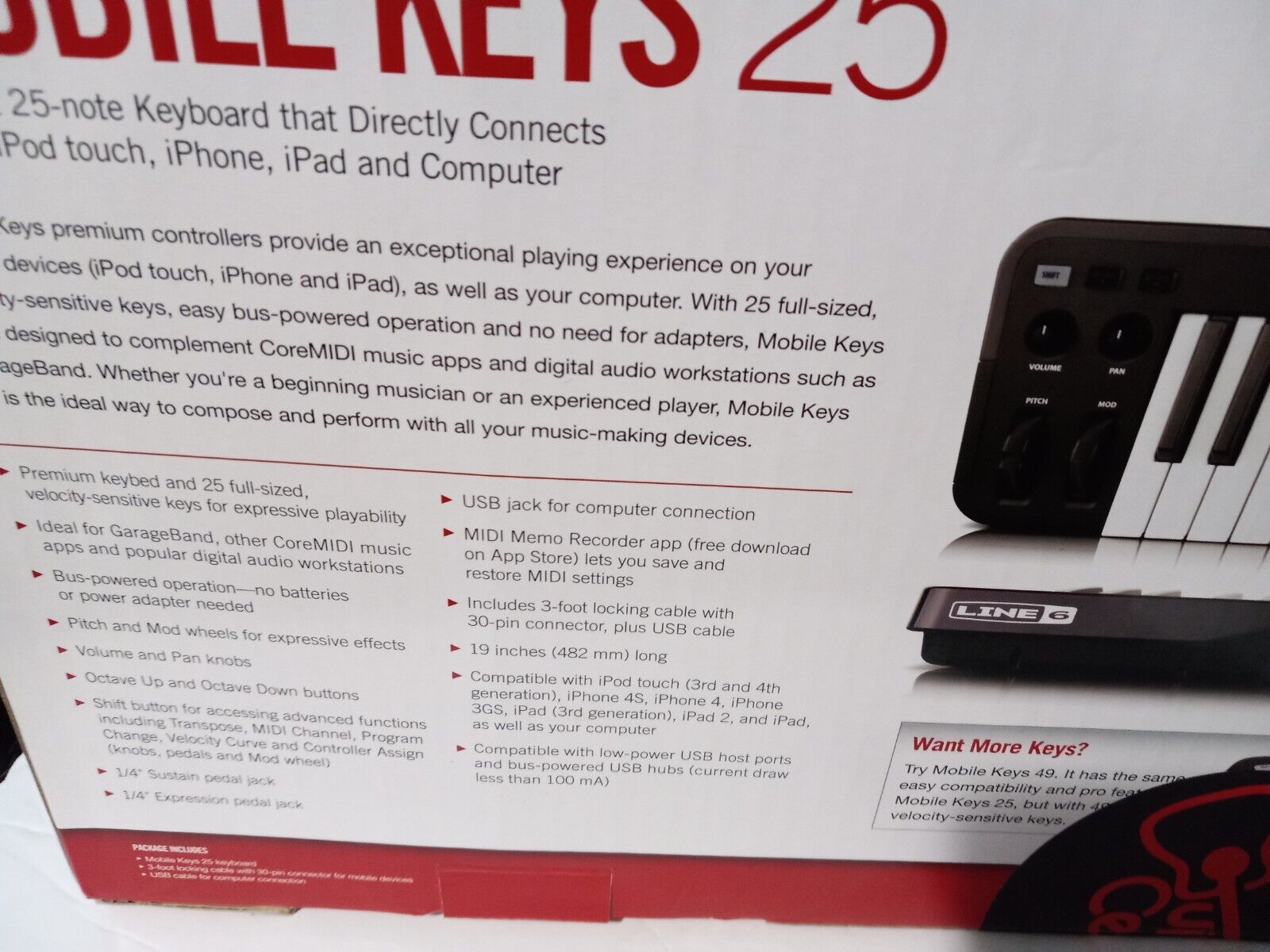Line6  MOBILEKEYS25 USB MIDI premium keyboard controller - Fresh Stock Dated February 2026