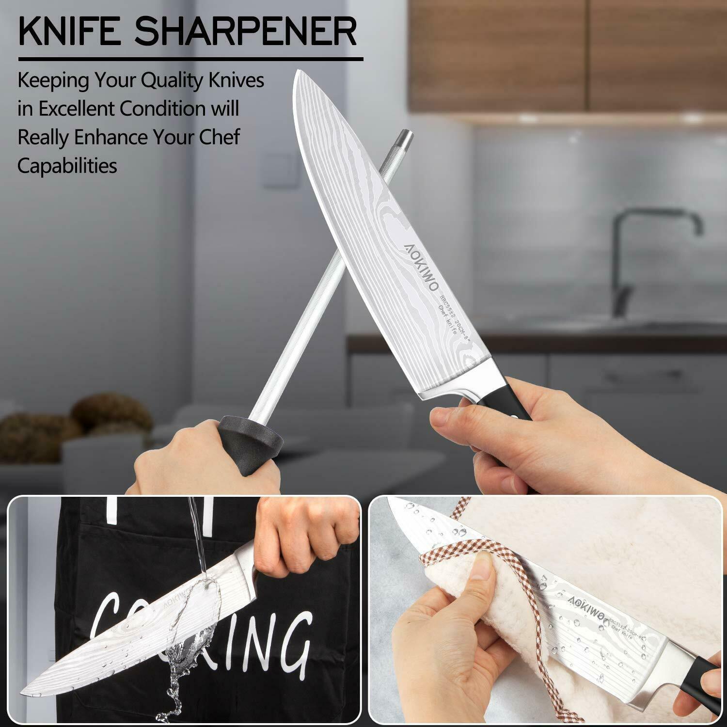 Knife Set, 21-Piece Kitchen Knife Set with Block Wooden German Stainless Steel - Fresh Stock Dated December 2025