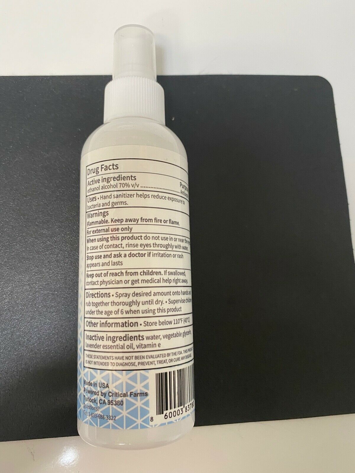 ONESOURCE HAND SANITIZER SPRAY WITH ESSENTIAL OIL - 70% ALCOHOL - 6 FL OZ - Fresh Stock Dated February 2026