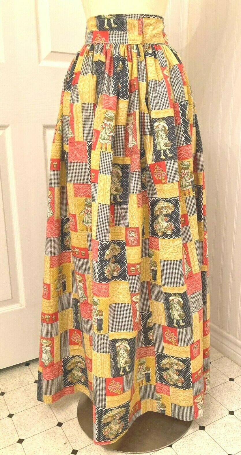 vintage 1970s holly hobby patchwork maxi skirt, hippie boho W 25 - Fresh Stock Dated February 2026