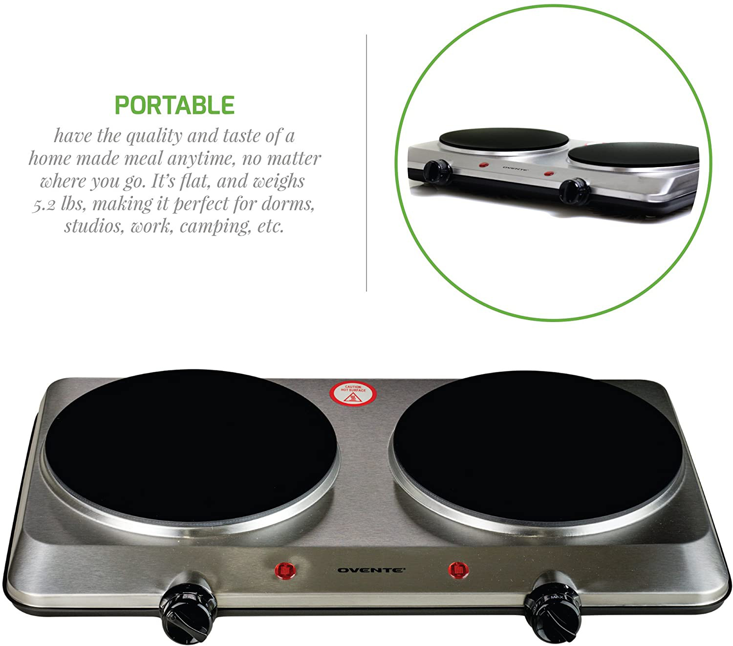 Estufa Cocina Electrica De 2 Hornillas Portatil Elegante y Potente! - Fresh Stock Dated February 2026