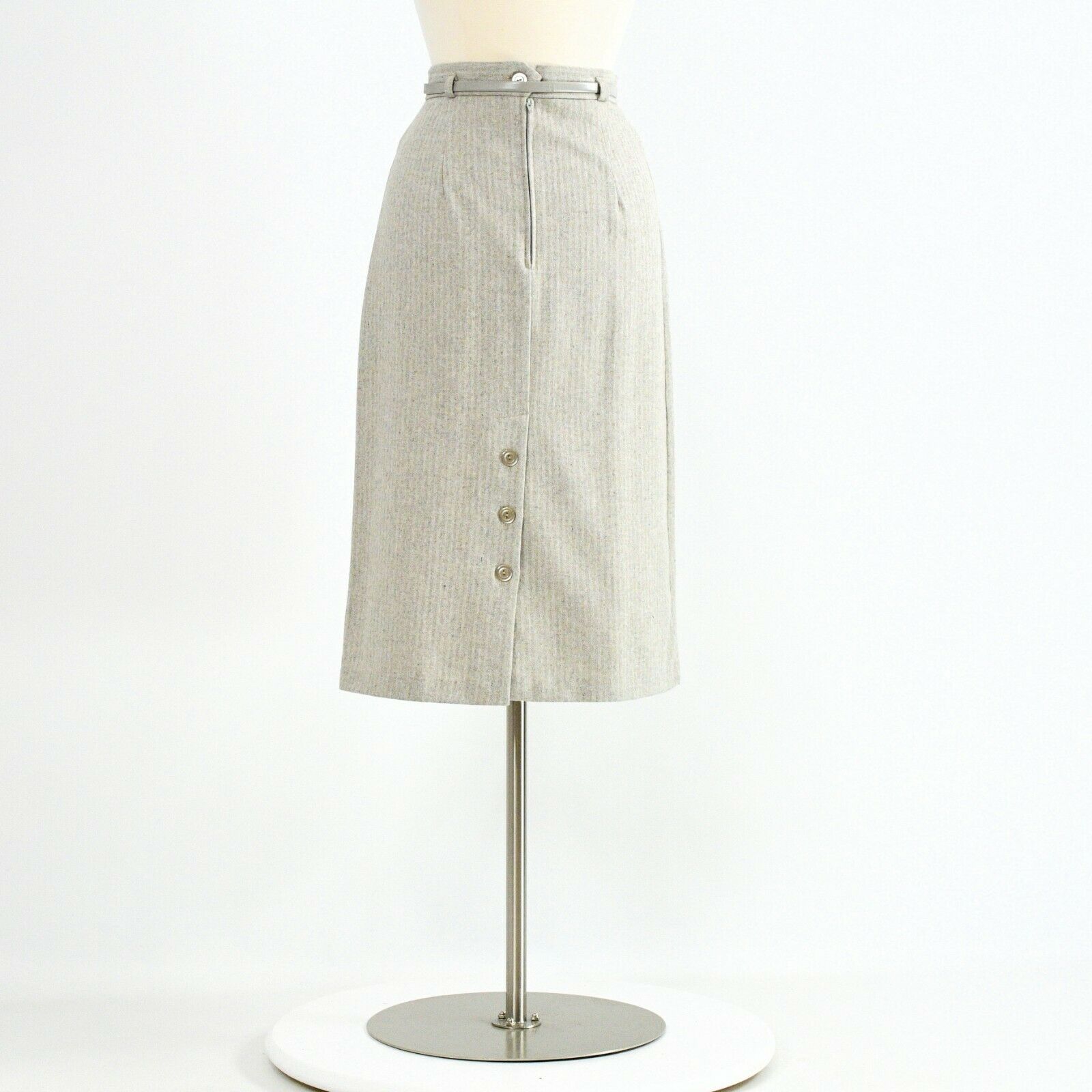 70s Vintage Gray Wool Button Detail Pencil Skirt Womens S US Clothing Co - Fresh Stock Dated March 2026