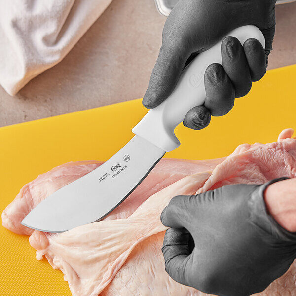 Choice Curved Skinning Knife with White Handle (select size below) - Fresh Stock Dated February 2026