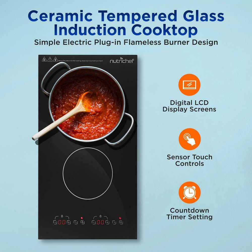 NutriChef Dual Induction Cooktop - Double Countertop Burner w/ Digital Display - Fresh Stock Dated February 2026