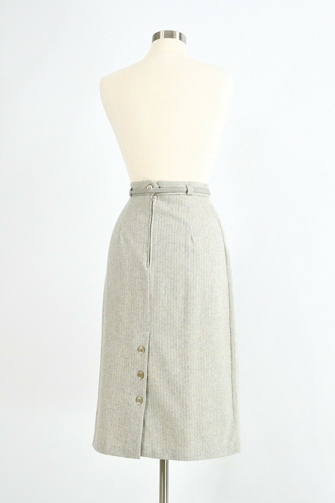 70s Vintage Gray Wool Button Detail Pencil Skirt Womens S US Clothing Co - Fresh Stock Dated March 2026