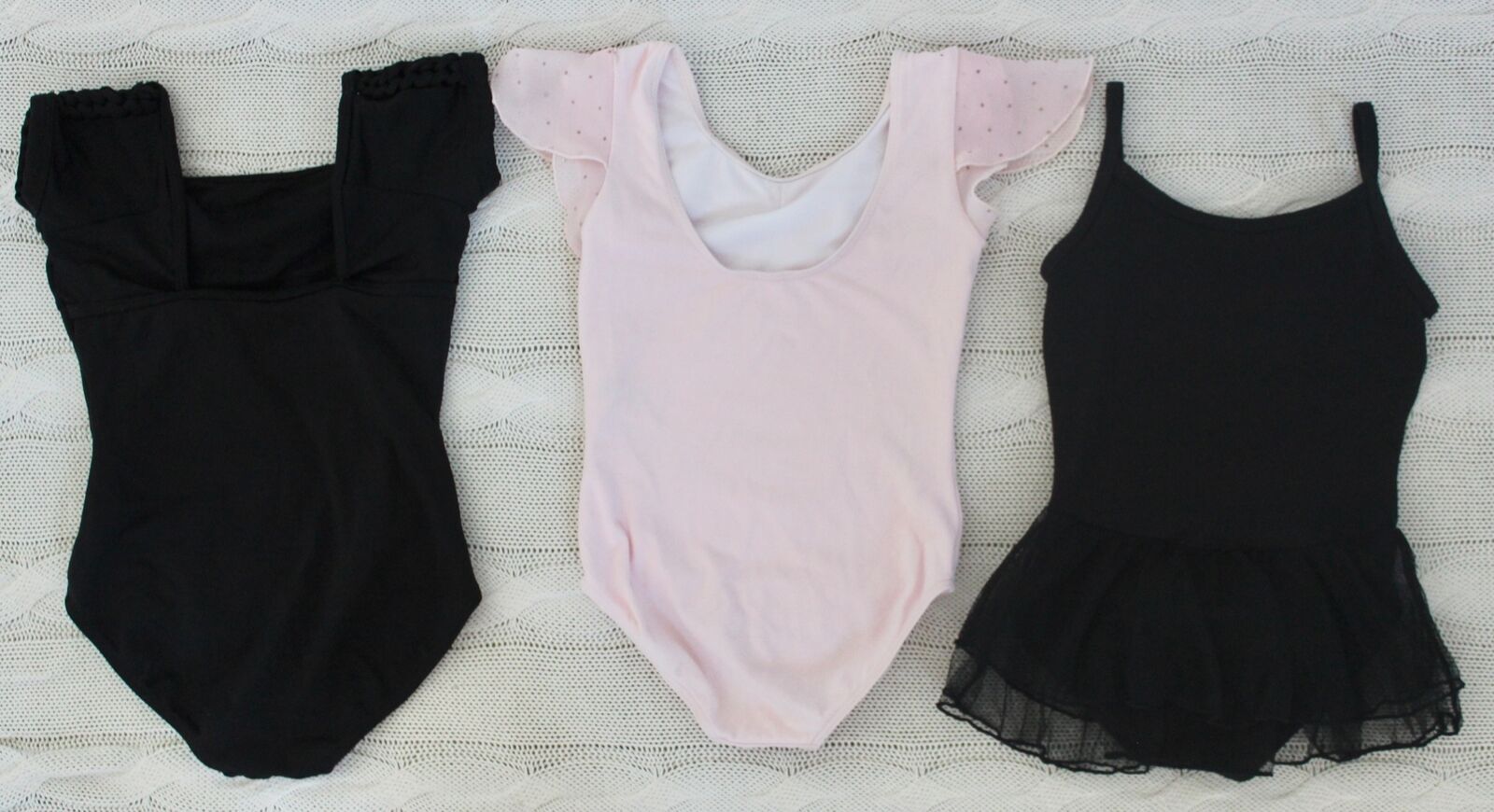 Lot of 3 Girl's Leotards Black & Pink  Bloch Danskin Ballet, All Fit Size 4 - Fresh Stock Dated December 2025