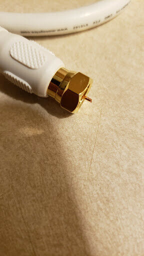 Monoprice 105360 75 Ohm Quad Shielded CL2 F-Type Coaxial RF Cable, 1.5ft, White - Fresh Stock Dated December 2025