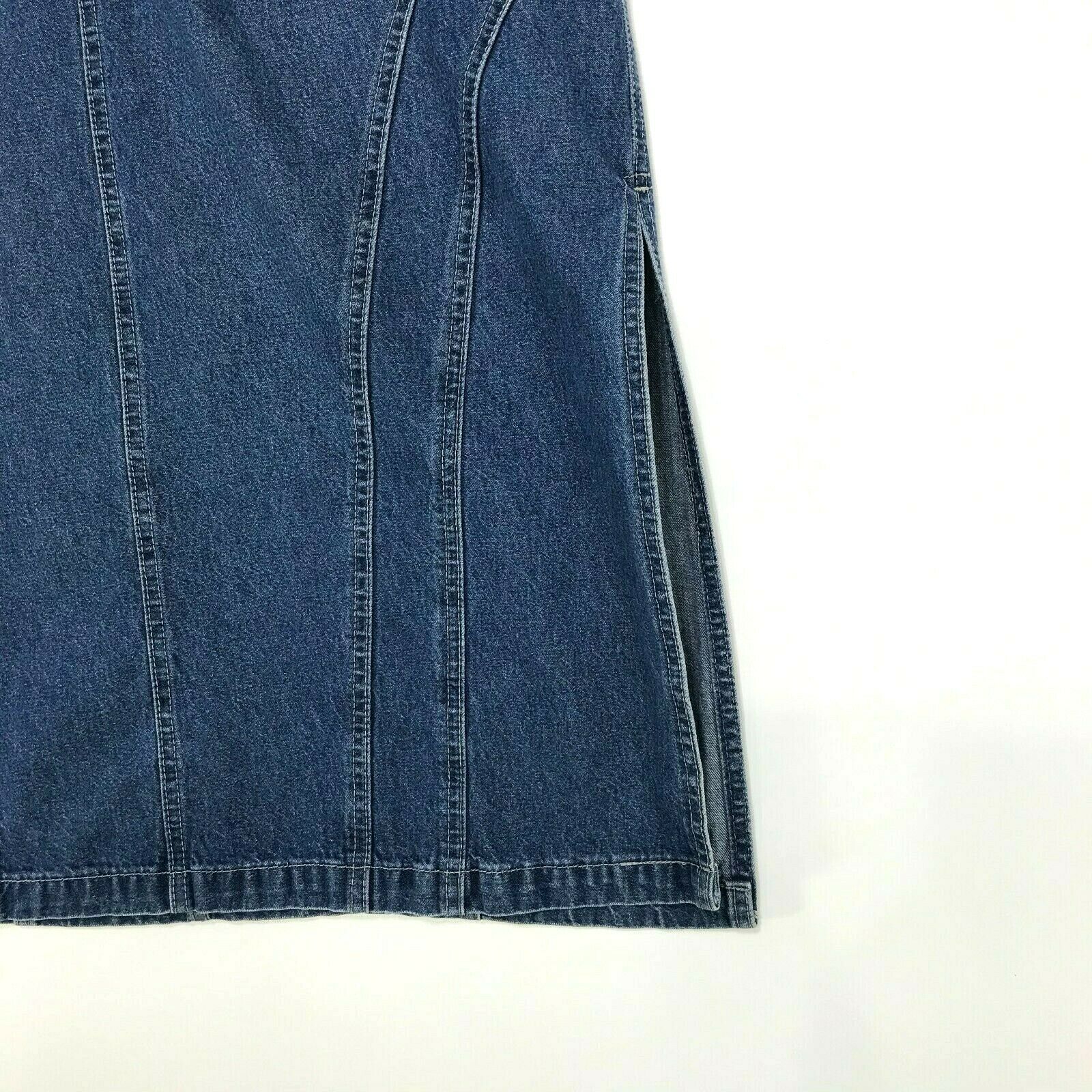 RARE Vtg 90's KIK GIRL Denim Long Skirt L Large 30 x 40 Skater Raver Blue Jean - Fresh Stock Dated March 2026