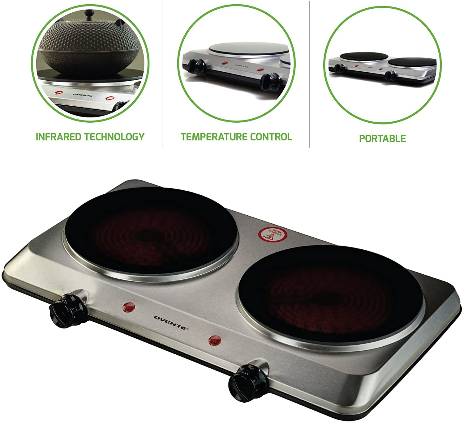 Estufa Cocina Electrica De 2 Hornillas Portatil Elegante y Potente! - Fresh Stock Dated February 2026