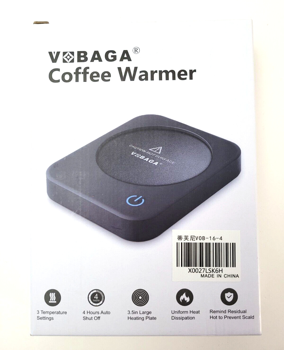 VOBAGA COFFEE WARMER ELECTRIC MUG WARMER LIGHT BLUE NEW IN OPEN BOX - Fresh Stock Dated February 2026