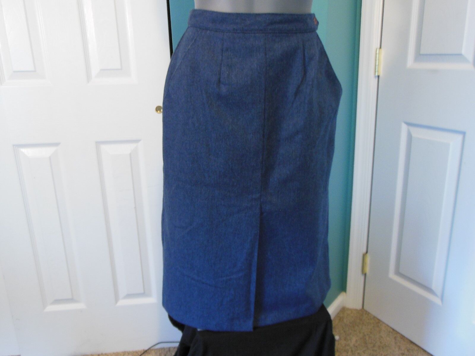 Vtg Women's Fall Russ Blue Lined Wool A-Line Skirt Late 70's NOS NWOT Size 12 - Fresh Stock Dated March 2026