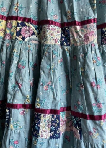 VTG Jessica Gunnies Gunne Sax Tiered Prairie Floral Patchwork Cotton Skirt 5 XS - Fresh Stock Dated February 2026