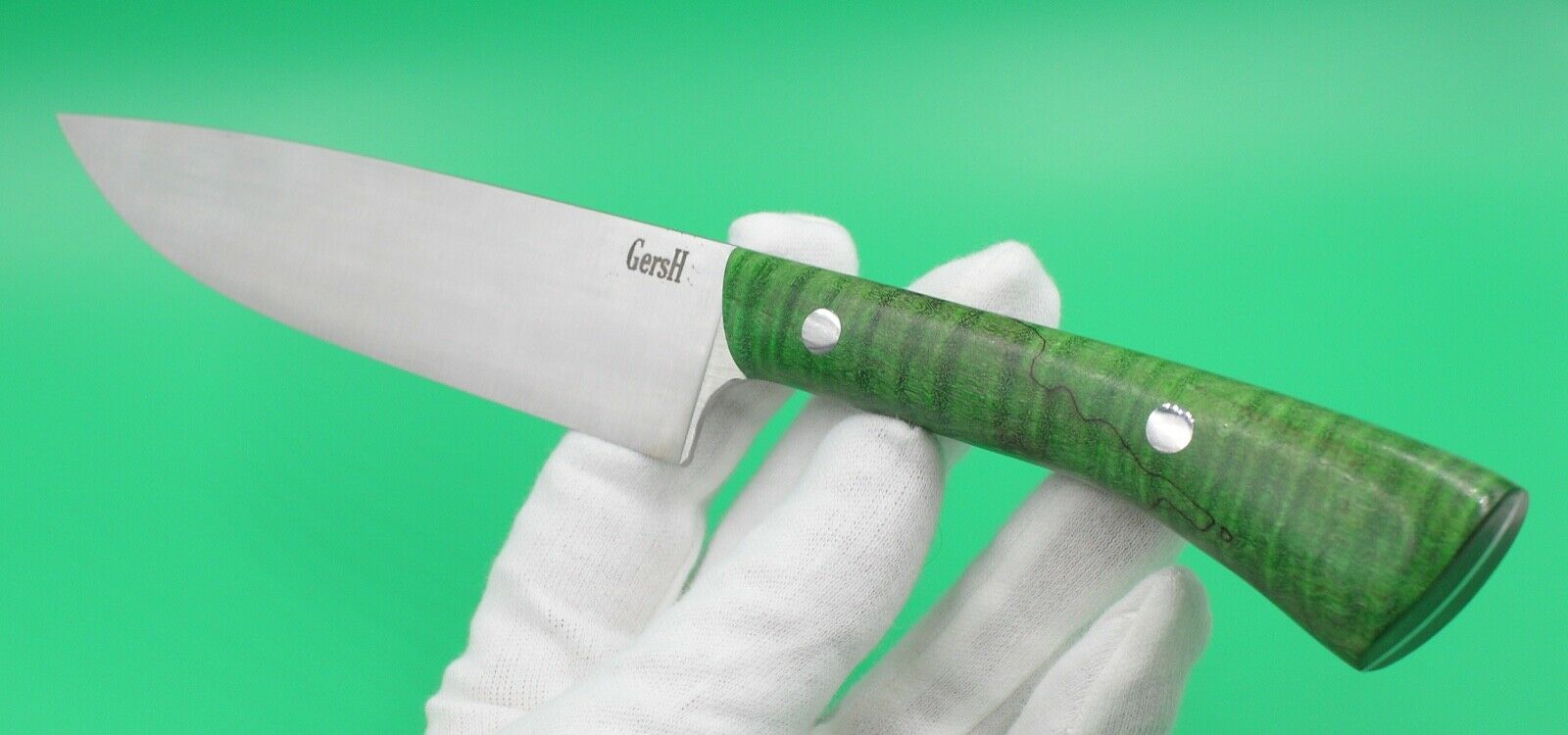 Emerald Utility - USA Made Custom Knives AEB-L Stainless Steel Dyed Curly Maple - Fresh Stock Dated December 2025
