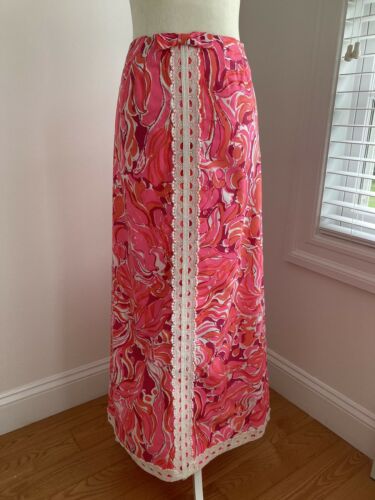 NWOT! Vintage LiLLY PULITZER “The Lilly” Hot Pink & Red Hostess Maxi Skirt! S - Fresh Stock Dated December 2025