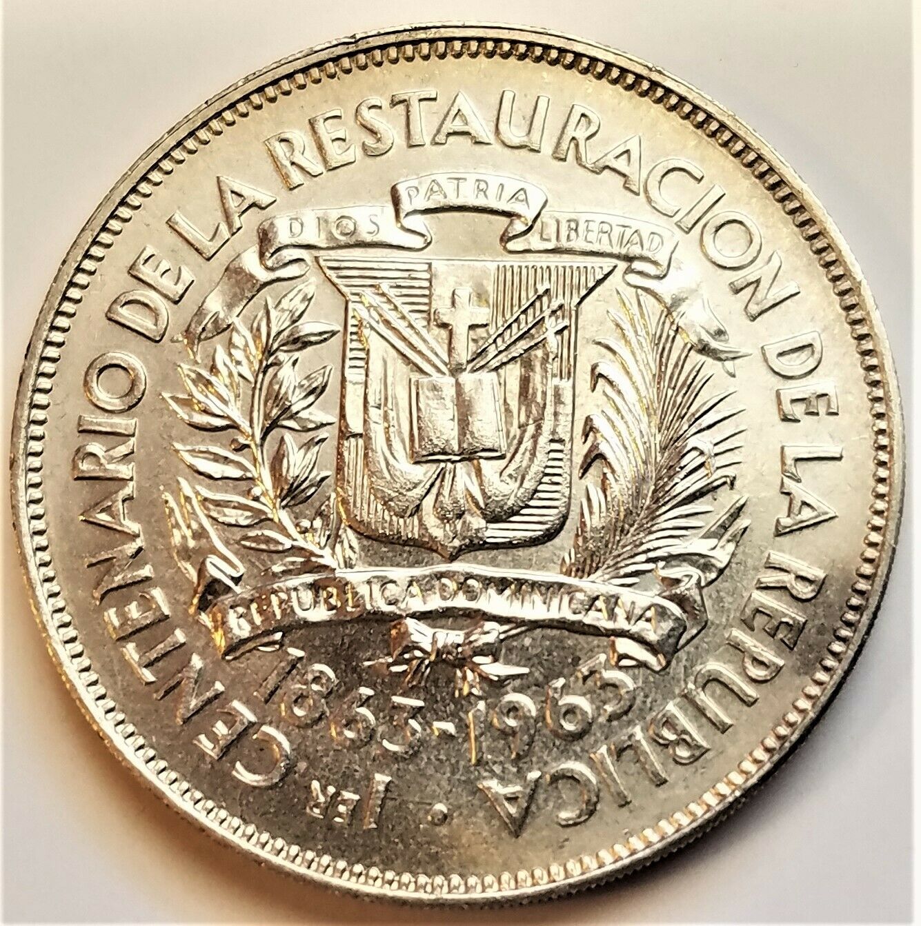 1963 Dominican Republic Peso Brilliant AU Silver World Coin - Fresh Stock Dated February 2026