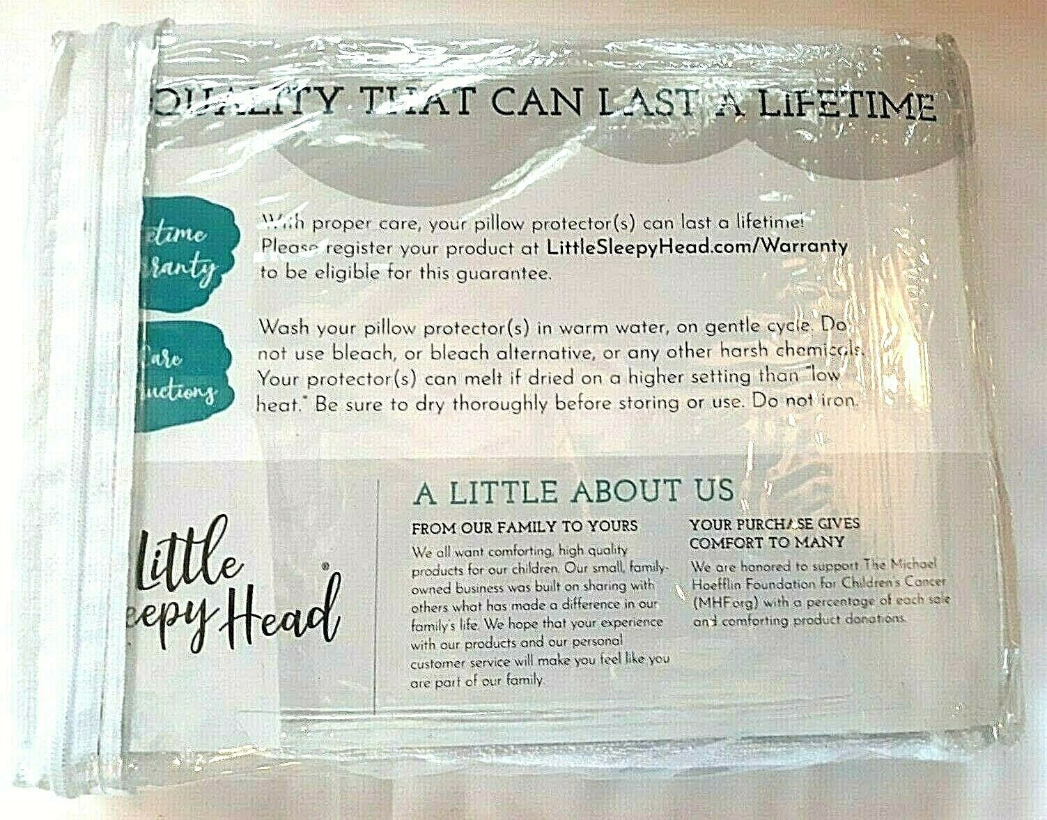 2 Pack Little Sleepy Head Pillow Protector Toddler 100% Terry Cotton Top Zipper - Fresh Stock Dated February 2026