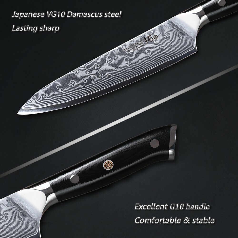 TURWHO 5inch Utility Knife Japanese VG10 Damascus Steel Kitchen Cooking Knife - Fresh Stock Dated February 2026