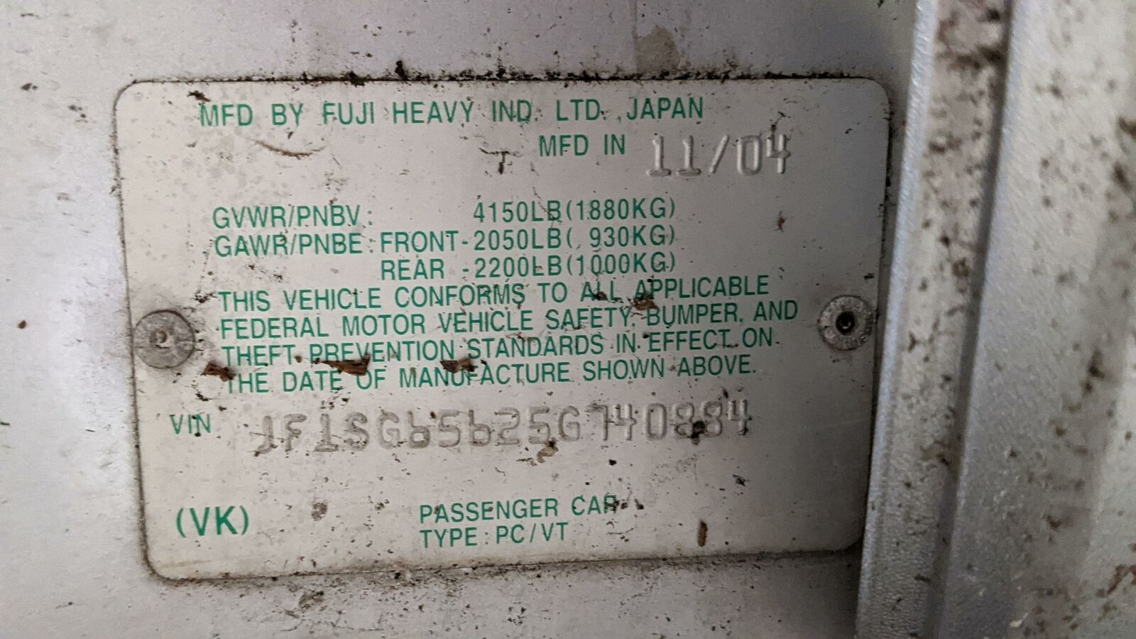 2005 SUBARU FORESTER 5-SPEED MANUAL AWD TRANSMISSION WITH 111K MILES - Fresh Stock Dated February 2026