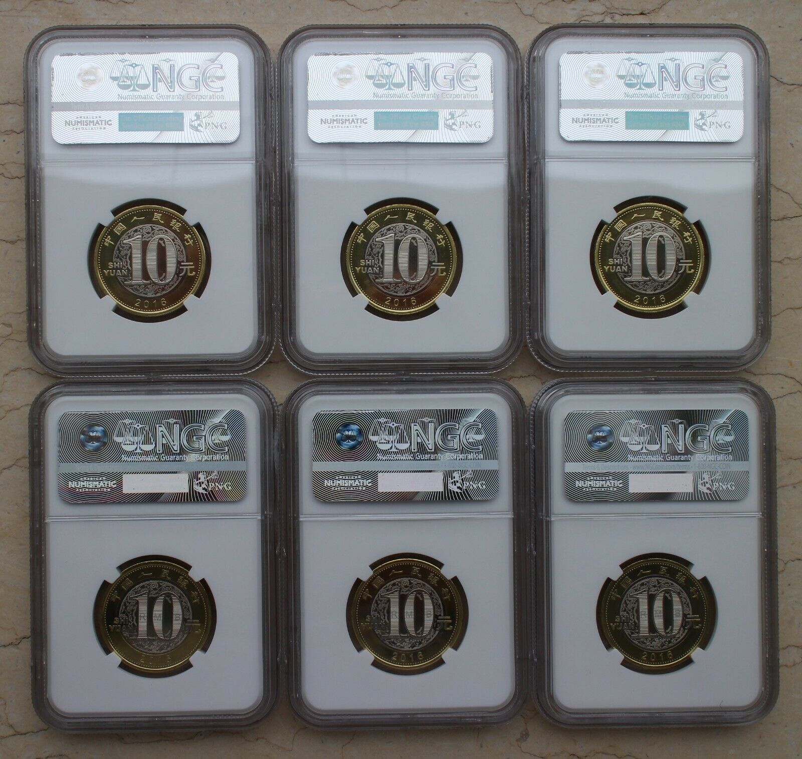 6 Pcs of NGC MS69PL China 2016 Bi-Metallic Monkey Coins (First Releases) - Fresh Stock Dated February 2026