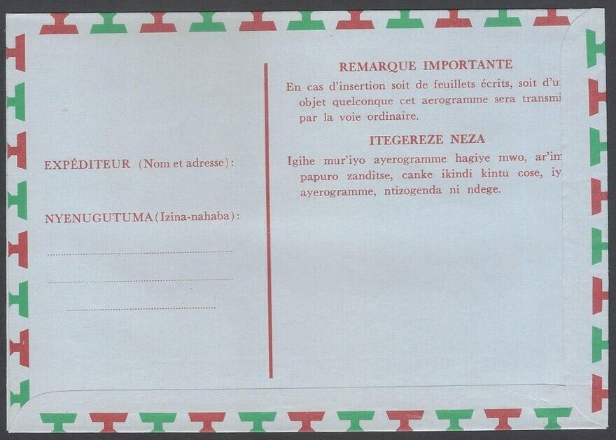 AOP Burundi 4Fr aerogramme air letter canc USUMBURA 6.12.63 - Fresh Stock Dated January 2026