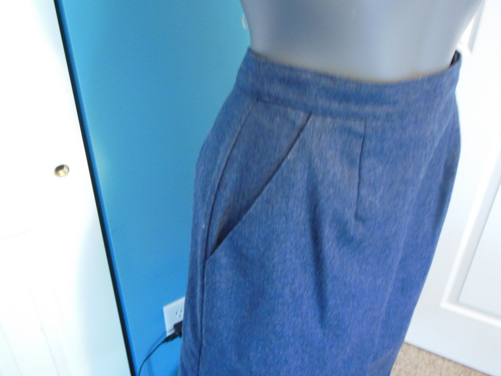 Vtg Women's Fall Russ Blue Lined Wool A-Line Skirt Late 70's NOS NWOT Size 12 - Fresh Stock Dated March 2026