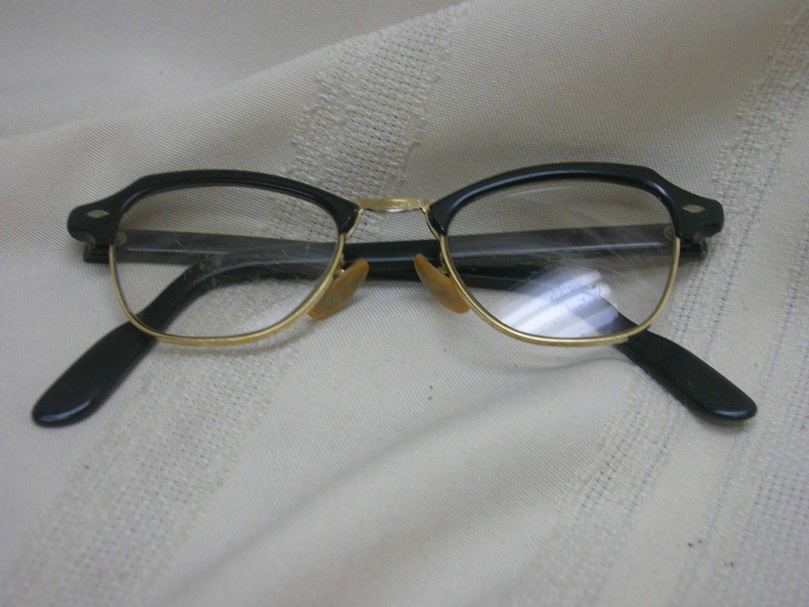 Vtg Bousch & Lomb Black Gold Filled Eye Glasses 1/10 12k 5 1/2 Arm 4 3/4