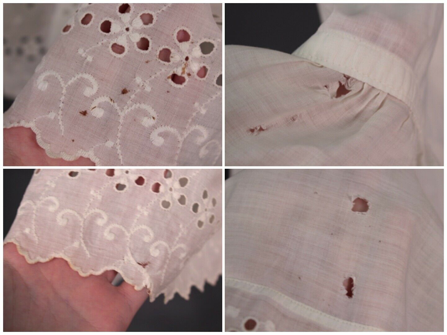 VTG Women's Antique Edwardian Early 1900s White Skirt W Eyelet Sz XXS - Fresh Stock Dated February 2026