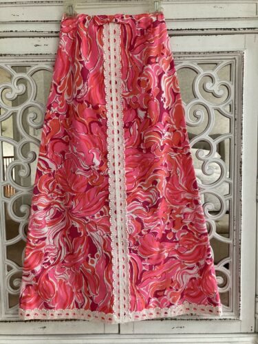 NWOT! Vintage LiLLY PULITZER “The Lilly” Hot Pink & Red Hostess Maxi Skirt! S - Fresh Stock Dated December 2025