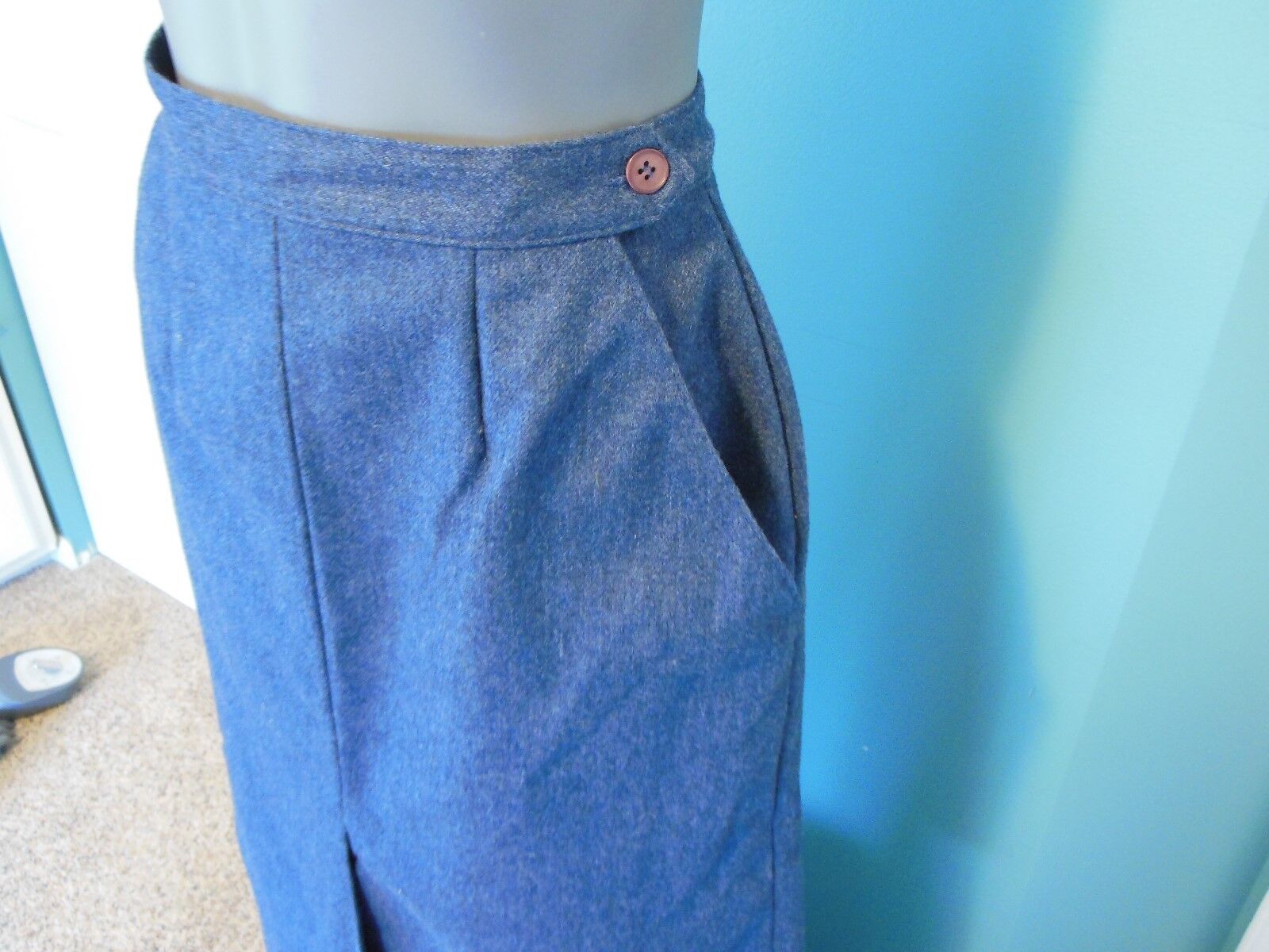 Vtg Women's Fall Russ Blue Lined Wool A-Line Skirt Late 70's NOS NWOT Size 12 - Fresh Stock Dated March 2026