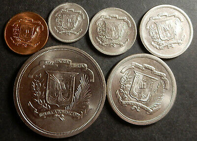 Dominican Rep. Complete type set 1+5+10+25+50 Centavos + 1 Peso 1978 1979 Rare! - Fresh Stock Dated December 2025
