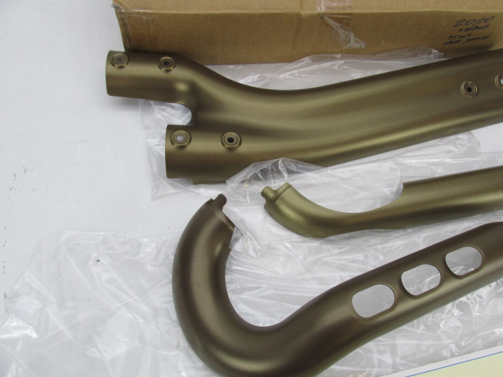 Harley Davidson Genuine Stock 2018- 2020 Fat Bob Gold Exhaust Heat Shields - Fresh Stock Dated February 2026