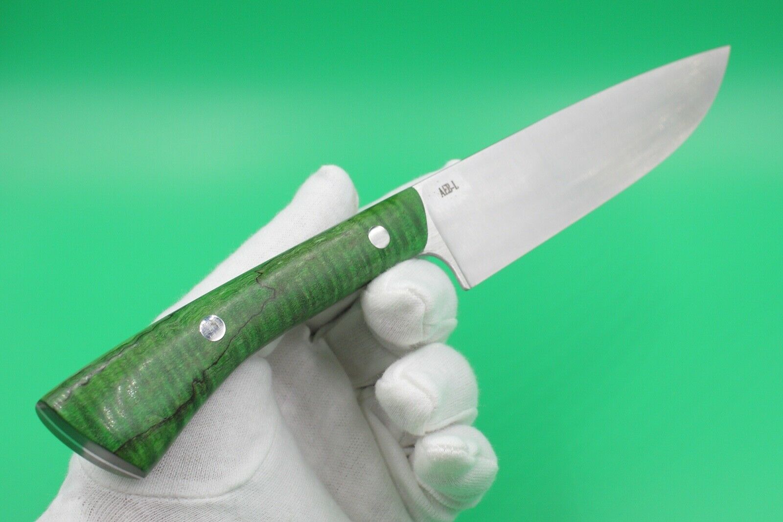 Emerald Utility - USA Made Custom Knives AEB-L Stainless Steel Dyed Curly Maple - Fresh Stock Dated December 2025