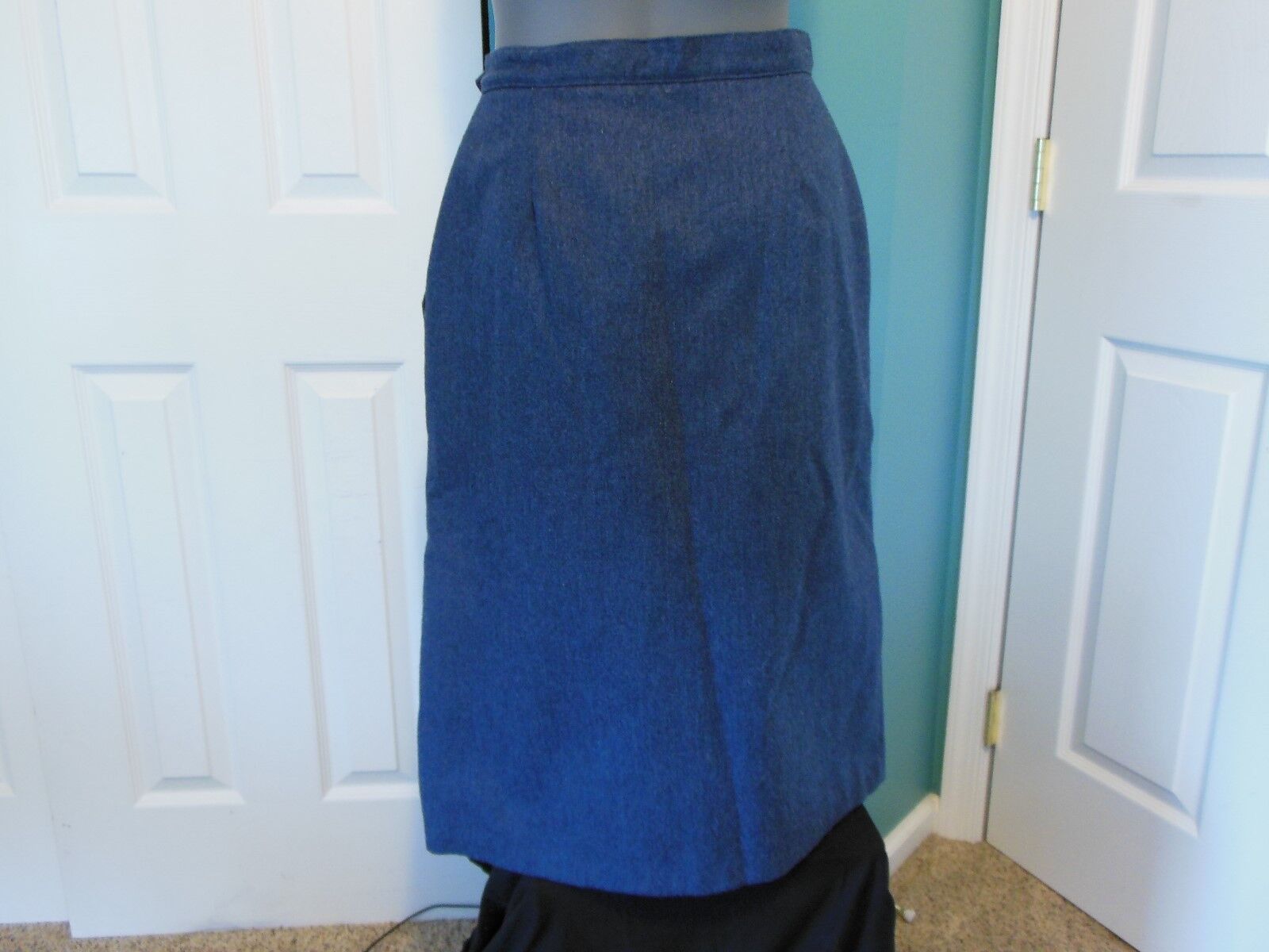 Vtg Women's Fall Russ Blue Lined Wool A-Line Skirt Late 70's NOS NWOT Size 12 - Fresh Stock Dated March 2026