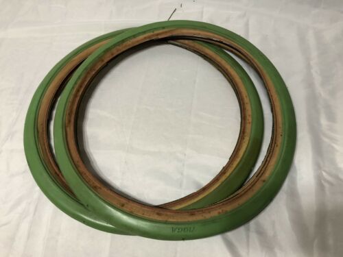 GREEN TIOGA COMP POOL 20 X 1.75 TIRES MITSUBOSHI SILVER STAR OLD SCHOOL BMX - Fresh Stock Dated December 2025