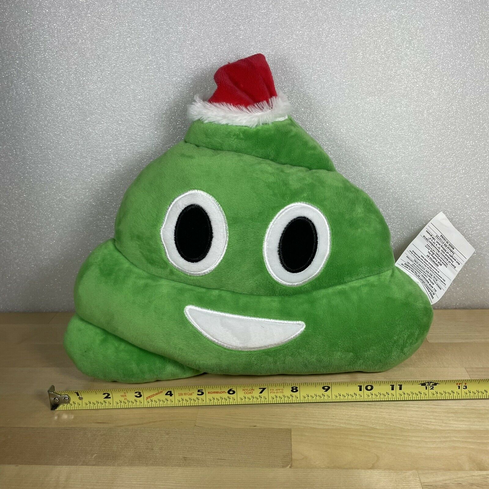 Christmas Santa Hat Green Poo Poop Emoji Plush Pillow 13