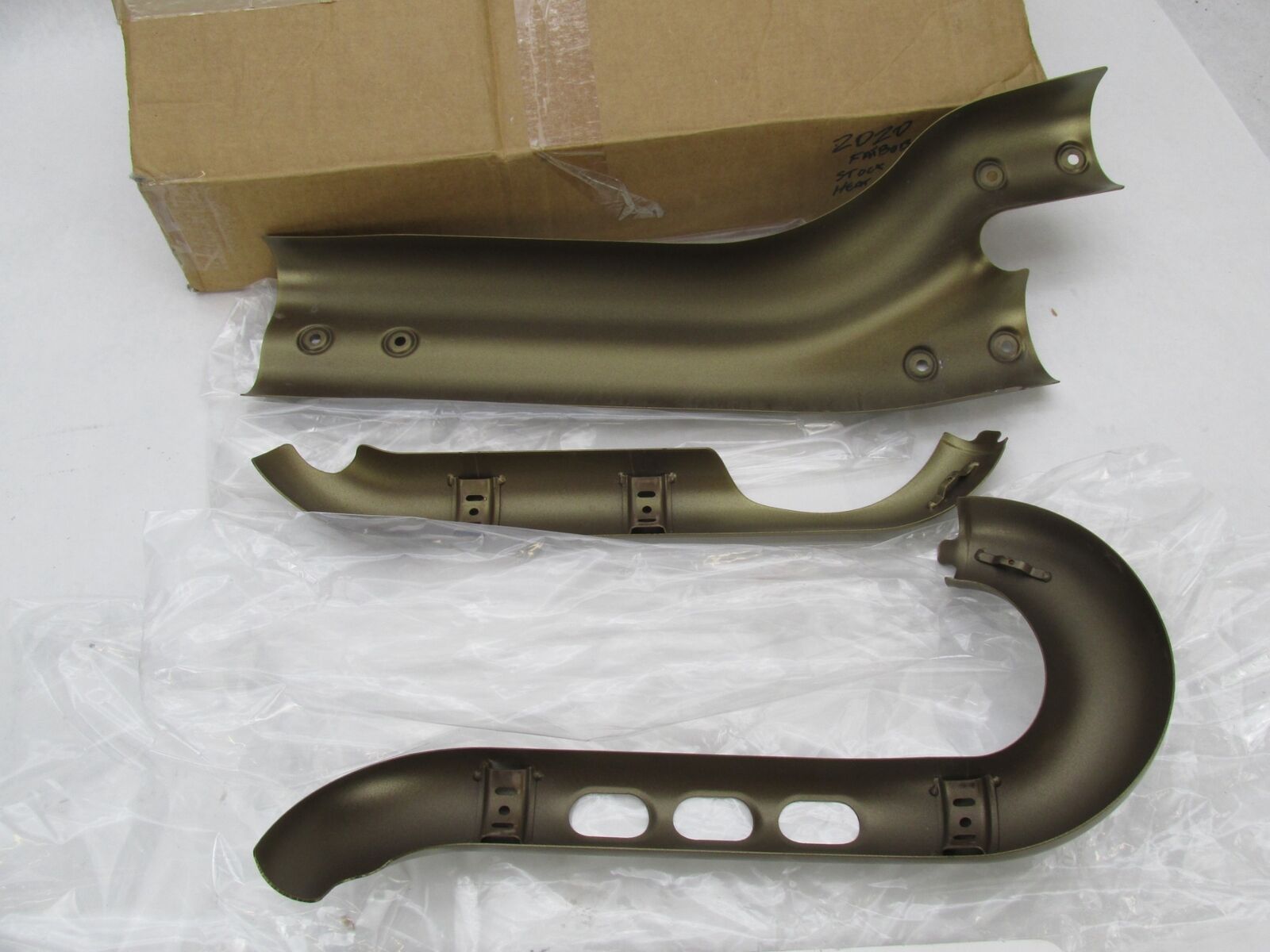 Harley Davidson Genuine Stock 2018- 2020 Fat Bob Gold Exhaust Heat Shields - Fresh Stock Dated February 2026