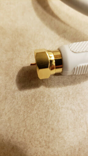 Monoprice 105360 75 Ohm Quad Shielded CL2 F-Type Coaxial RF Cable, 1.5ft, White - Fresh Stock Dated December 2025