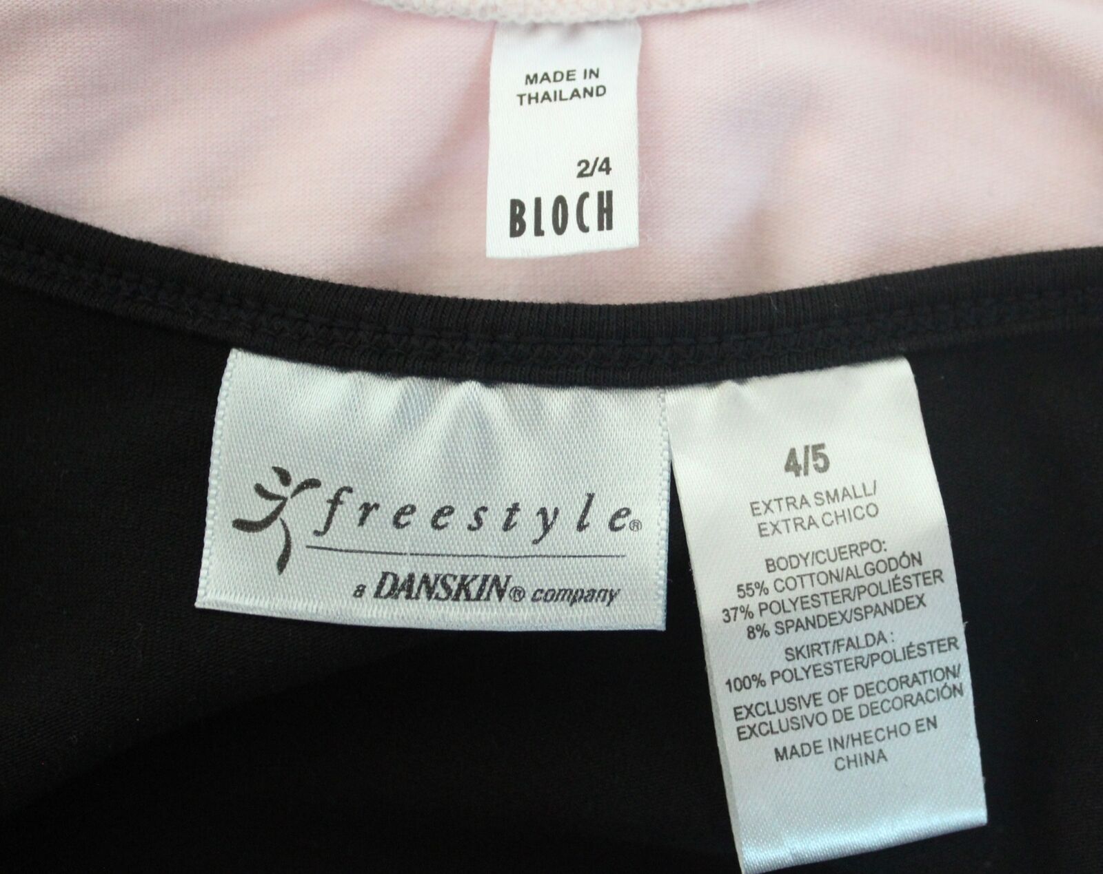 Lot of 3 Girl's Leotards Black & Pink  Bloch Danskin Ballet, All Fit Size 4 - Fresh Stock Dated December 2025