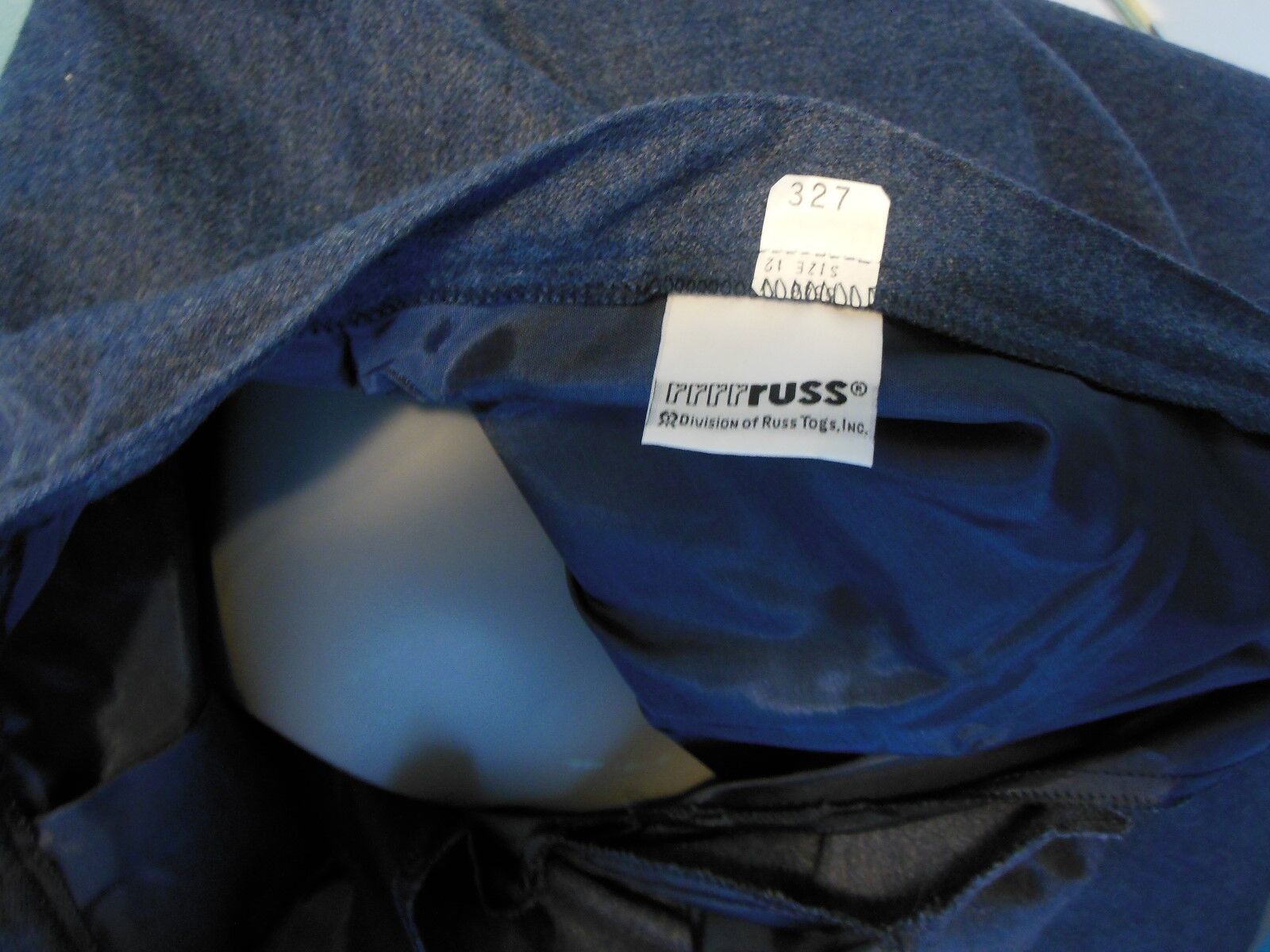 Vtg Women's Fall Russ Blue Lined Wool A-Line Skirt Late 70's NOS NWOT Size 12 - Fresh Stock Dated March 2026