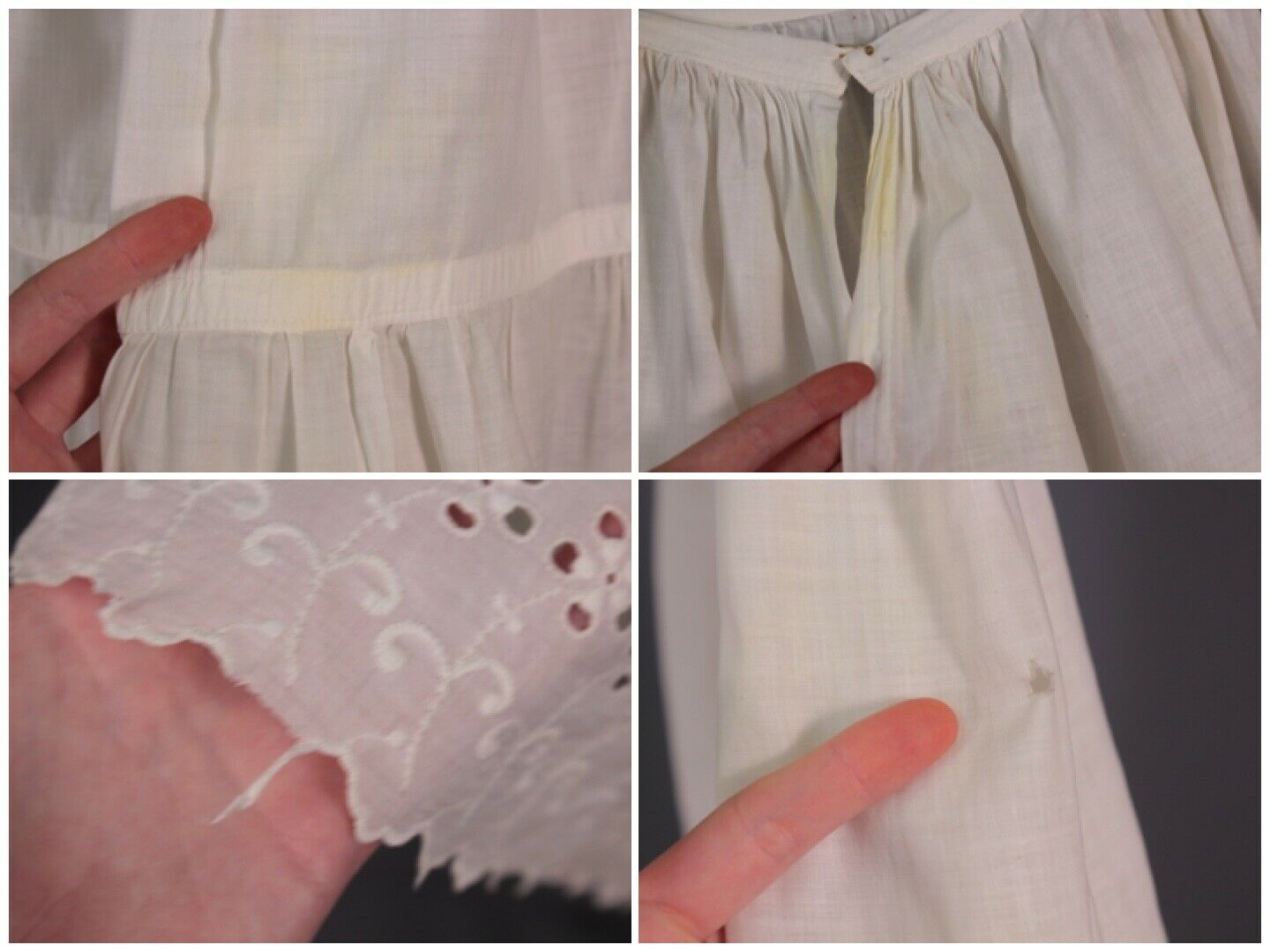 VTG Women's Antique Edwardian Early 1900s White Skirt W Eyelet Sz XXS - Fresh Stock Dated February 2026