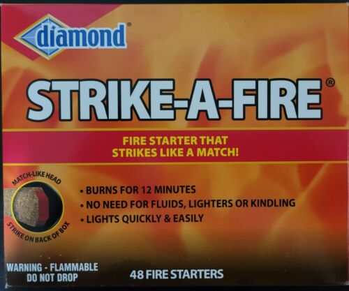 2 X Diamond STRIKE A FIRE Fire Starters Strikes Like a Match 48 Count Box - Fresh Stock Dated December 2025