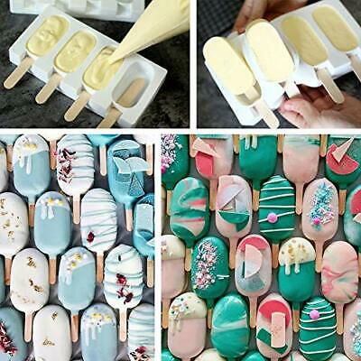 Popsicle Molds, 2 Pack Cake Pop Molds Silicone, 4 Cavities Homemade Cakesicle - Fresh Stock Dated February 2026