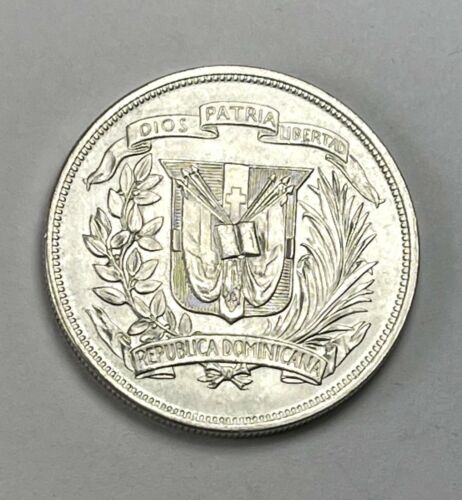 1952 Dominican Republic 1 Peso 90% Silver Brilliant UNC BU COIN Mintage 20.000 - Fresh Stock Dated February 2026