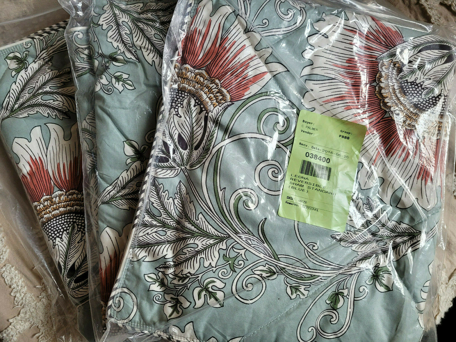Pottery Barn Leona Quilted Reversible Standard Shams Blue Multi NEW - Fresh Stock Dated December 2025