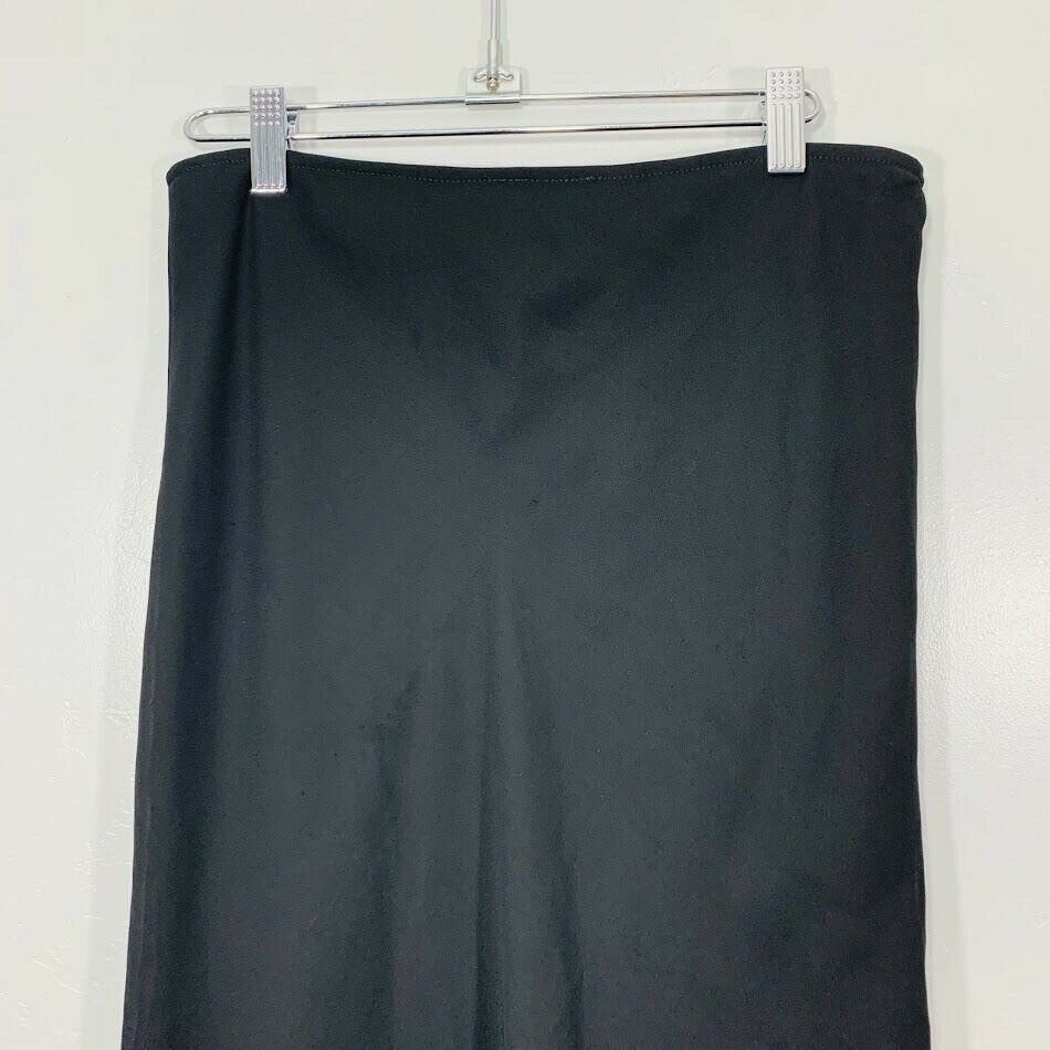 Vintage 90's Black Flowy Asymmetrical Hem High Waisted Midi Skirt - Fresh Stock Dated February 2026