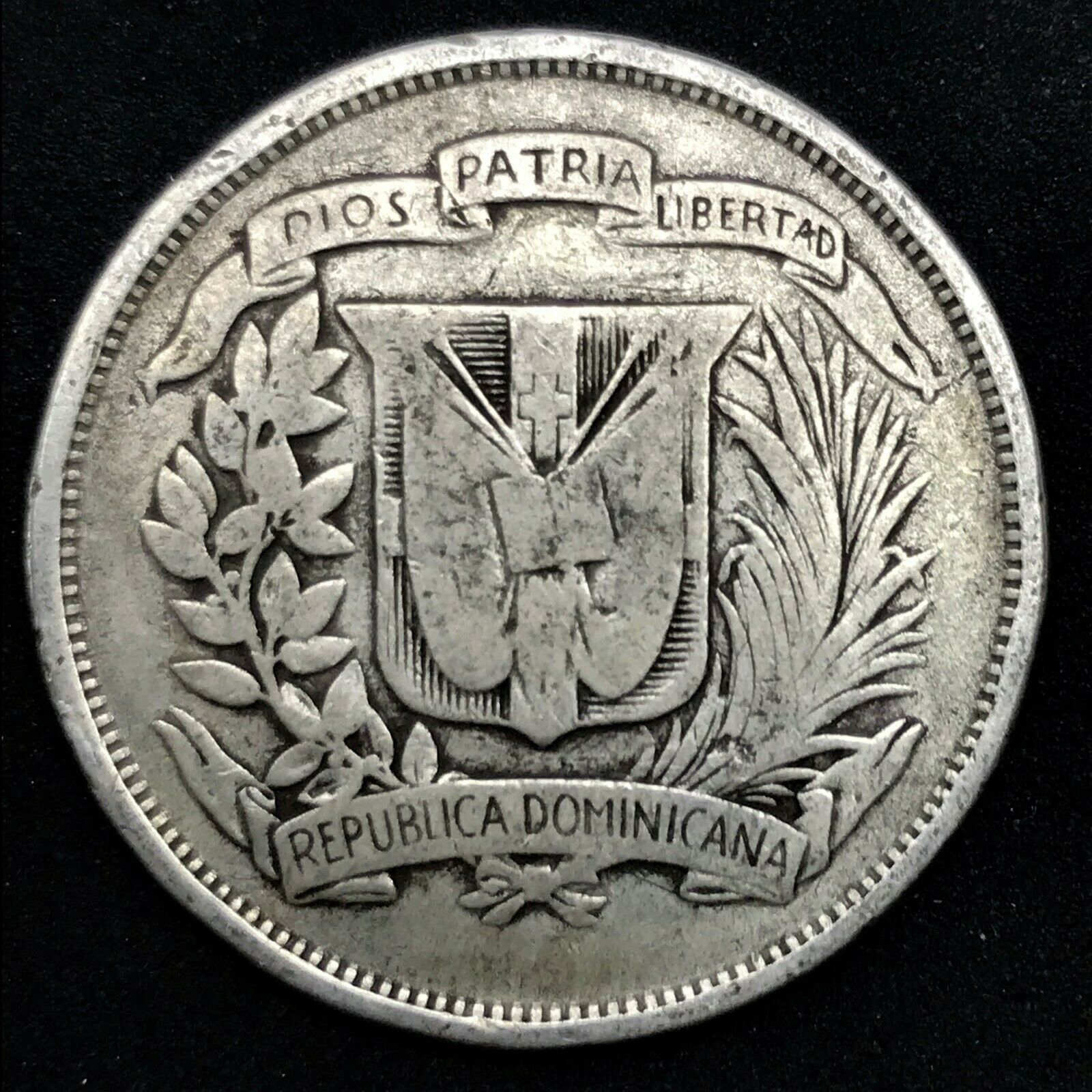 1937- Dominican Republic MEDIO - 1/2 Peso 0.900 Silver Coin- Rare. Km # 21. - Fresh Stock Dated December 2025