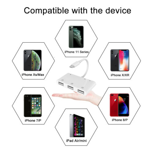Converter to SD/TF Card Adapter USB 6in1 OTG Camera Reader For iPhone 11 XS iPad - Fresh Stock Dated February 2026